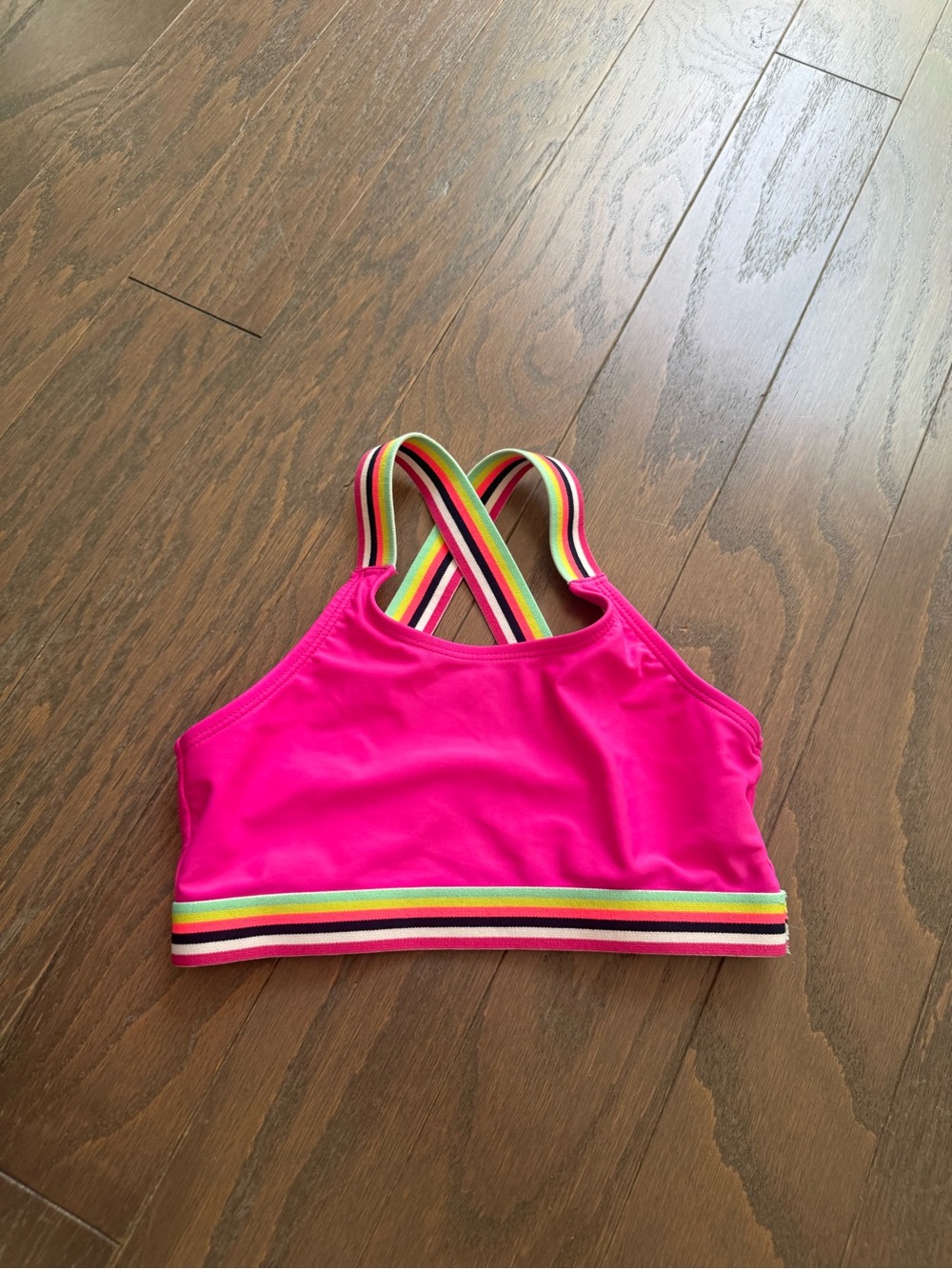 Kanu surf girls UPF 50+ sport athletic bikini swimsuit top rainbow size 8